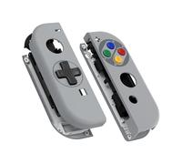 eXtremeRate Carcasa D-Pad Versión con Botones para Nintendo Switch & OLED Joycons, Cubierta Placa de Reemplazo con Herramientas - No Incluye Carcasa de Consola, SFC SNES EU