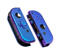 eXtremeRate Carcasa D-Pad Versión con Botones para Nintendo Switch & OLED Joycons, Cubierta Placa de Reemplazo con Herramientas - Sin Carcasa de Consola, De Azul a Violeta