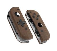 eXtremeRate Carcasa D-Pad Versión con Botones para Nintendo Switch & OLED Joycons, Cubierta Placa de Reemplazo con Herramientas - No Incluye Carcasa de Consola, Grano de Madera