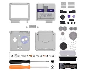eXtremeRate Carcasa de Repuesto para Game Boy Advance SP, Funda con Botones y Placa de Cubierta, Compatible con Pantallas IPS y LCD Estándar - No Incluye Consola ni Pantalla, Clásico SNES
