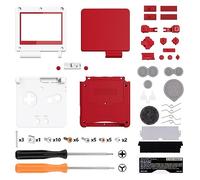 eXtremeRate Carcasa para Gameboy Advance SP, Funda Protector Placa Cubierta con Botones, Compatible con Todos IPS y LCD Estándar - Sin Consola ni Pantalla IPS, Pasión Rojo & Blanco