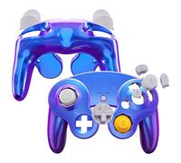 eXtremeRate Carcasa para Nintendo Gamecube Mando, Cubierta Frontal y Placa Posterior, Agarre con Botones, Accesorios de Repuesto - No Incluye Controlador, Azul a Violeta