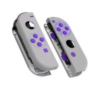 eXtremeRate Carcasa para Nintendo Switch & OLED Joycon Funda de Agarre Reemplazo Shell con Botones Teclas para Nintendo Switch Joycons y OLED Versión No Incluye Carcasa de Consola(Clásicos SNES)