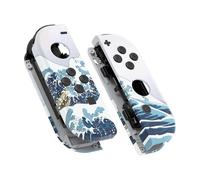 eXtremeRate Carcasa para Nintendo Switch & OLED Joycon Funda de Agarre Reemplazo Shell con Botones Teclas para Nintendo Switch Joycons y OLED Versión No Incluye Carcasa de Consola(La Gran Ola)
