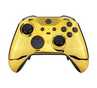 eXtremeRate Carcasa para Xbox One Elite Protectora Placa Frontal Kit de reemplazo Cubierta Shell Case Funda para Mando Xbox One Elite Series 2 Modelo 1797-Incluye Anillos de Joysticks(Dorado Cromo)