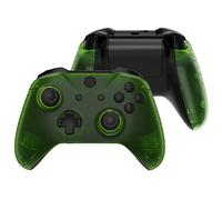 eXtremeRate Carcasa para Xbox One X S Funda Delantera con Agarre Izquierdo Derecho Protectora de la Placa Cubierta Antideslizante Asa Mango para Xbox One S/X Mando-Model 1708(Verde Transparente)
