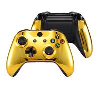eXtremeRate Carcasa para Xbox One X S Funda Delantera con Agarre Izquierdo Derecho Protectora de la Placa Cubierta Antideslizante Asa Mango para Xbox One S/X Mando-Model 1708(Dorado)