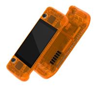 eXtremeRate Carcasa Transparente Compatible con Steam Deck LCD Accesorios Placa de Repuesto Cubierta Funda Case con Botones para Steam Deck Consola NO Incluida(Naranja)