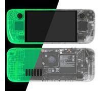 eXtremeRate Carcasa Transparente Compatible con Steam Deck OLED Accesorio Placa Frontal Cubierta Trasera y Trackpad Funda Case con Botones para Steam Deck OLED-Consola NO Incluida(Brilla en Oscuridad)
