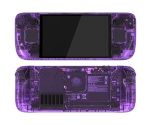 eXtremeRate Carcasa Transparente Compatible con Steam Deck OLED Portátil Accesorios Placa Frontal Cubierta Trasera y Trackpad Funda Case con Botones para Steam Deck OLED-Consola NO Incluida(Violeta)