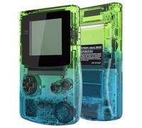 eXtremeRate Carcasa Transparente IPS Ready para Game Boy Color (GBC), Compatible con OSD IPS y LCD Estándar, Kit de Funda con Botones para Game Boy - Sin Consola ni Pantalla, Verde Azul Gradiente