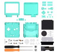eXtremeRate Carcasa Transparente para Gameboy Advance SP, Funda Cubierta con Botones, Compatible con Todos IPS y LCD Estándar - Sin Consola ni Pantalla IPS, Verde Esmeralda