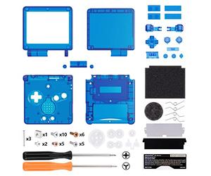 eXtremeRate Carcasa Transparente para Gameboy Advance SP, Funda Cubierta con Botones, Compatible con Todos IPS y LCD Estándar - Sin Consola ni Pantalla IPS, Azul