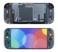 eXtremeRate Carcasa Transparente para Nintendo Switch 2, Placa Trasera de Consola & Carcasa de Agarre con Tiras Decorativas y Botones ABXY Dirección para Joycon 2 - Versión Essence (Hielo Azul)