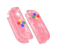 eXtremeRate Carcasa Transparente para Nintendo Switch & OLED Accesorios Funda de Agarre Shell Placa con Botones para Nintendo Switch Joycons OLED No Incluye Carcasa de Consola(Rosa Cereza)