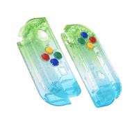 eXtremeRate Carcasa Transparente para Nintendo Switch & OLED Accesorios Funda de Agarre Shell Placa con Botones para Nintendo Switch Joycons OLED No Incluye Carcasa de Consola(Verde Azul Gradiente)
