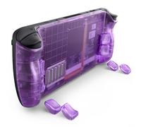 eXtremeRate Carcasa Trasera con Botones Intercambiables para Steam Deck LCD & OLED, Repuesto Ergonómico con Grip L4 L5 R4 R5 para Steam Deck - con 2 Botones de Altura Ajustable (Transparente Violeta)