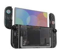 eXtremeRate D-Pad Edición Carcasa y Botones de Repuesto para Nintendo Switch 2, Cubierta y Placa Trasera con Cruceta Dpad para Joycon 2 y Consola Switch 2 - Versión Deluxe (Transparente Negro)