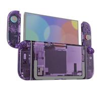 eXtremeRate D-Pad Edición Carcasa y Botones de Repuesto para Nintendo Switch 2, Cubierta y Placa Trasera con Cruceta Dpad para Joycon 2 y Consola Switch 2 - Versión Deluxe (Transparente Atomic Purple)
