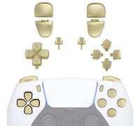 eXtremeRate D-Pad R1 L1 R2 L2 Gatillos Share Options Acción Reemplazo Botones Completo para ps5 Control Teclas de Repuesto Botón compatible con ps5 Control BDM-030/040/050 Modelo(Oro Champán Metálico)