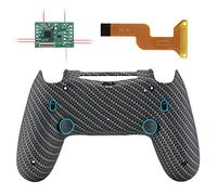 eXtremeRate Dawn 2.0 FlashShot con Remap Kit para ps4 Control CUH-ZCT2,Board de Actuelización&Carcasa Trasera&2 Botones Traseros&2 Gatillos Bloqueos para ps4 Mando JDM 040/050/055(Fibra de Carbono)