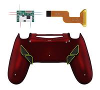 eXtremeRate Dawn Programable Remap Kit Botón de Reasignación para ps4 con Board de Actuelización&Carcasa Trasera Diseñada&4 Botones Traseros para ps4 Mando JDM 040/050/055(Rojo Esmerilado)