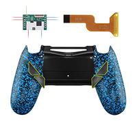eXtremeRate Dawn Programable Remap Kit Botón de Reasignación para ps4 con Board de Actuelización&Carcasa Trasera Diseñada&4 Botones Traseros para ps4 Mando JDM 040/050/055(Salpicadura Azule)