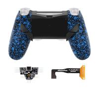 eXtremeRate Dawn Tipo C Versión Remap Kit para ps4 Slim Pro JDM-040/050/055 Mando con 6 Perfiles de Mapeo Carcasa Trasera Rediseñada y 4 Botones Traseros-Sin Controlador(Salpicaduras Azules)