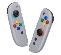 eXtremeRate DIY Carcasa de Agarre Reemplazo con Botones para Joycon 2, Kit Completo con Tiras Decorativas & Soporte Central & Herramientas para Nintendo Switch 2 - Versión Deluxe (Gris)
