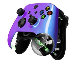 eXtremeRate FaceMag Carcasa Frontal de Repuesto Magnética para Xbox Series X S Control Cubierta de Placa Frontal DIY con Anillos de Acento para Xbox Core Modelo 1914-No Incluye Consola(Azul a Violeta)