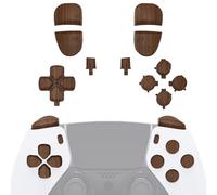 eXtremeRate Kit de Botones Compatible con ps5 Edge Control - Repuesto de D-Pad, Share, Options, Botones de Acción, R1 L1 R2 L2 Teclas Compatible con ps5 Edge, Mando NO Incluido (Grano de Madera)