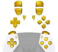 eXtremeRate Kit de Botones compatible con ps5 Edge Mando - Repuesto de D-pad, Share, Options, Botones de Acción, R1 L1 R2 L2 Teclas compatible con ps5 Edge, Mando NO Incluido (Dorado Cromo)