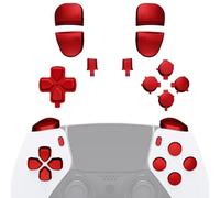 eXtremeRate Kit de Botones Compatible con ps5 Edge Mando - Repuesto de D-Pad, Share, Options, Botones de Acción, R1 L1 R2 L2 Teclas Compatible con ps5 Edge, Mando NO Incluido (Rojo Cromo)