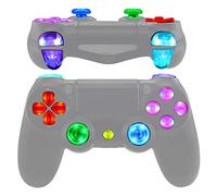 eXtremeRate Kit de Botones LED Multicolor para ps4 Mando CUH-ZCT2 - DIY Mod Kit DTFS 2.0 con D-Pad, L1R1 R2L2 Gatillos, Joysticks, Botón Home y ABXY Teclas para ps4 (Sin Control) - Transparente