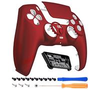 eXtremeRate Luna Rediseñado Carcasa Frontal con Panel Táctil Compatible con ps5 BDM-010 BDM-020 BDM-030 BDM-040 Control Placa Frontal Funda Portectora Compatible con ps5 Mando(Rojo Escarlata)