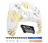 eXtremeRate Luna Rediseñado Carcasa Frontal con Panel Táctil Compatible con ps5 BDM-010 BDM-020 BDM-030 BDM-040 Carcasa Delantera Placa Frontal Funda Portectora(La Gran Ola Dorada-Negro)