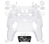 eXtremeRate Luna Rediseñado Completo Kit Carcasa con Botones Touchpad Joysticks Compatible con ps5 BDM-030/040/050 Control Placa Frontal Cubierta Trasera Compatible con ps5 Mando(Transparente)