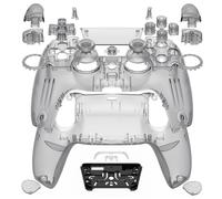 eXtremeRate Luna Rediseñado Completo Kit Carcasa con Botones Touchpad Joysticks Compatible con ps5 BDM-030/040/050 Control Placa Frontal Cubierta Trasera Compatible con ps5 Mando(Transparente Negro)