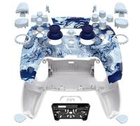 eXtremeRate Luna Rediseñado Completo Kit Carcasa con Botones Touchpad Joysticks Compatible con ps5 Control BDM-030/040/050 Placa Frontal Cubierta Trasera Compatible con ps5 Mando(Dragón de Porcelana)