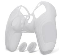 eXtremeRate PlayVital Funda de Silicona para ps5 Mando - Carcasa Protectora Antideslizante con 2 Tapas de Joysitcks, Ergonómico y Resistente, Accesorio para Control (Edición Samurai-Blanco Claro)