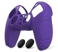 eXtremeRate PlayVital Funda de Silicona para ps5 Mando - Carcasa Protectora Antideslizante con 2 Tapas de Joysitcks, Diseño Ergonómico y Resistente, Accesorio para Control (Edición Samurai-Violeta)