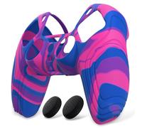 eXtremeRate PlayVital Funda de Silicona para ps5 Mando - Carcasa Protectora Antideslizante con 2 Tapas de Joysitcks, Ergonómico y Resistente, Accesorio para Control (Edición Samurai-Rosa&Morado&Azul)