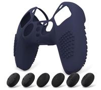 eXtremeRate PlayVital Funda de Silicona para ps5 Mando - Carcasa Protectora con 6 Tapas de Joysticks, Impermeable, Resistente y Antideslizante, Funda de Goma Suave, 3D Tachonado (Oscuro Azul)