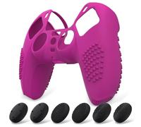 eXtremeRate PlayVital Funda de Silicona para ps5 Mando - Carcasa Protectora con 6 Tapas de Joysticks, Impermeable, Resistente y Antideslizante, Funda de Goma Suave, 3D Tachonado (Neón Púrpura)