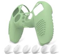 eXtremeRate PlayVital Funda de Silicona para ps5 Mando - Carcasa Protectora con 6 Tapas de Joysticks, Impermeable, Resistente y Antideslizante, Funda de Goma Suave, 3D Tachonado (Matcha Verde)