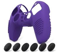 eXtremeRate PlayVital Funda de Silicona para ps5 Mando - Carcasa Protectora con 6 Tapas de Joysticks, Impermeable, Resistente y Antideslizante, Funda de Goma Suave para ps5, 3D Tachonado (Violeta)