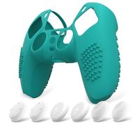 eXtremeRate PlayVital Funda de Silicona para ps5 Mando - Carcasa Protectora con 6 Tapas de Joysticks, Impermeable, Resistente y Antideslizante, Funda de Goma Suave, 3D Tachonado (Aqua Verde)