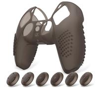 eXtremeRate PlayVital Funda de Silicona para ps5 Mando - Carcasa Protectora con 6 Tapas de Joysticks, Impermeable, Resistente y Antideslizante, Funda de Goma Suave, 3D Tachonado (Negro Claro)