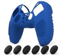 eXtremeRate PlayVital Funda de Silicona para ps5 Mando - Carcasa Protectora con 6 Tapas de Joysticks, Impermeable, Resistente y Antideslizante, Funda de Goma Suave para ps5, 3D Tachonado (Azul)
