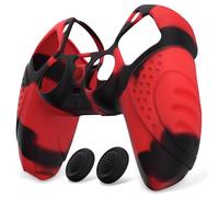 eXtremeRate PlayVital Funda de Silicona para ps5 Mando - Carcasa Protectora Suave y Antideslizante con 2 Tapas de Joystick, Compatible con DualSense, Accesorio para ps5 (Edición Guardian-Rojo Negro)